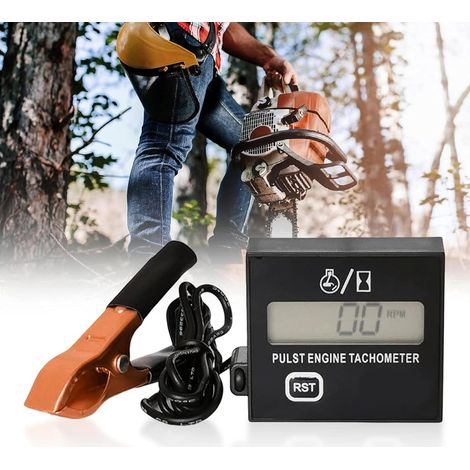 2-stroke inductive digital tachometer with hour meter, tachometer for motorcycle, snow blower, motocross, lawnmower, chainsaw generator (1/5)