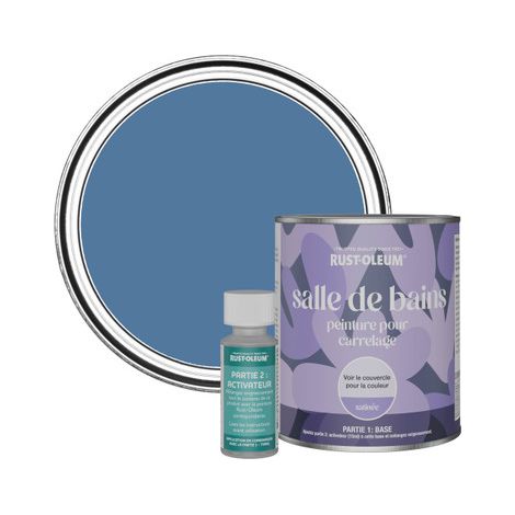Peinture pour Carrelage de Salle de Bain, Finition Satinée - Soie Bleue 750ml (1/3)