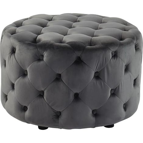 Pouf FOURCA en velours - Gris (1/2)