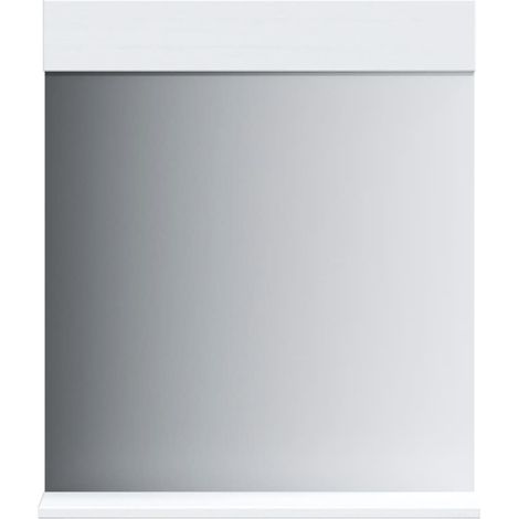 Miroir de salle de bain avec étagère BERG blanc bois massif