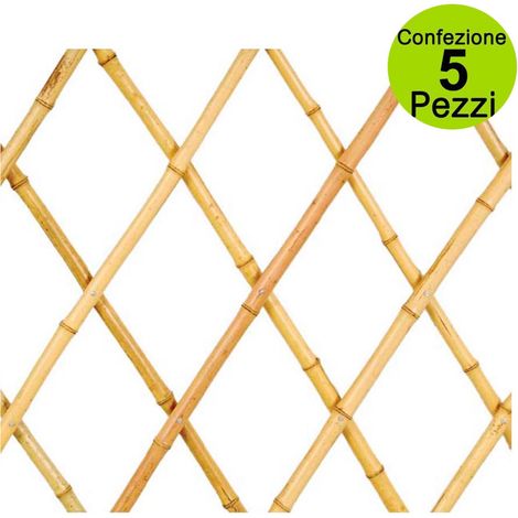 Multipack da 5 pz tralicci estensibili in bamboo canna grossa 0,90 x h 1,80 metri colore naturale