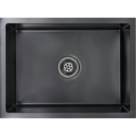 Fregadero de cocina hecho a mano acero inoxidable negro vidaXL