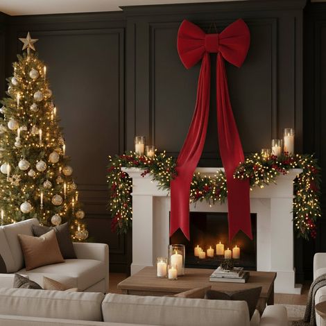 EDG Enzo De Gasperi Fiocco Natalizio in Velluto H210x80 cm Rosso – Decorazione di Natale (1/4)