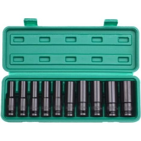 1/2"-Schlagschrauber-Steckschlüsselsatz, 10–24 mm langer Steckschlüsselsatz, robust und zuverlässig für professionelle Heimwerkerreparaturen, inklusive Tragetasche (1/5)