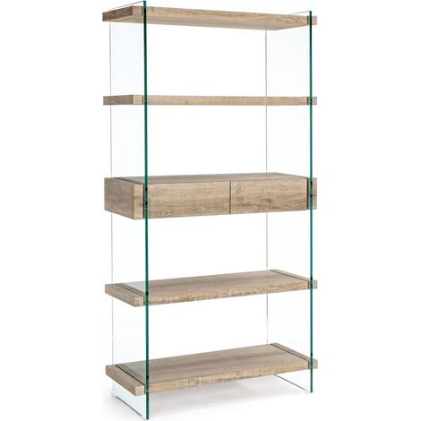 Libreria a 4 piani con struttura in vetro temperato per interno moderno Kenya (1/5)