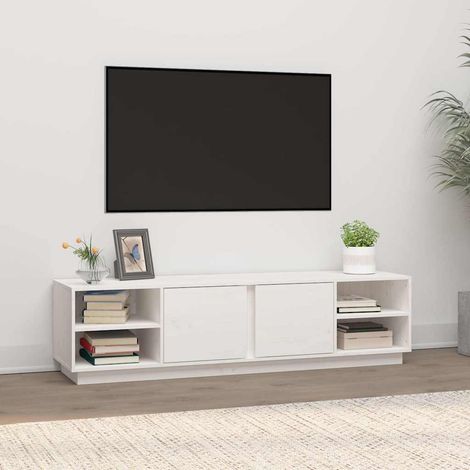 vidaXL Mueble de TV madera maciza de pino blanco 156x40x40 cm (1/5)