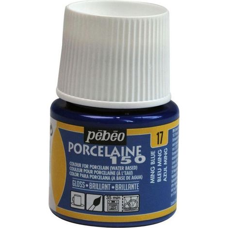 Peinture porcelaine - Pébéo - 150 Brillant - Bleu ming N°17 - Flacon 45ml - Cuisson 150°C (1/4)