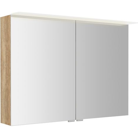Armoire à miroir LINEX avec. Luminaire LED, 100x70x15cm, chêne Alabama (1/2)