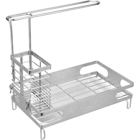 Porta spugna in acciaio inox per lavello da cucina, organizer per spugna e spazzola, pratico contenitore - Crezuo