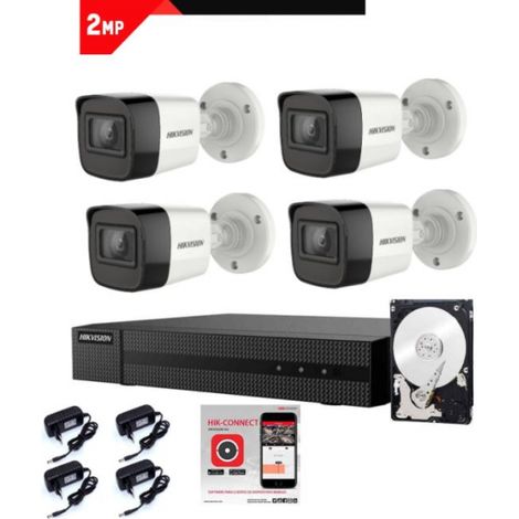 Kit Videosorveglianza Hikvision DVR 4 canali 4 telecamere bullet 2 megapixel hdd 500gB