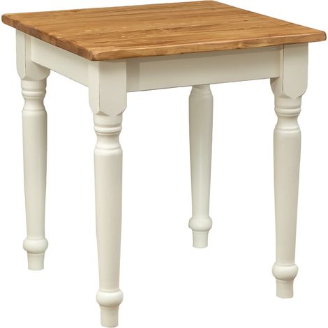 Country -style solid lime wood antiqued white frame natural top table. Made in Italy (1/5)