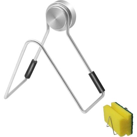 Porte-éponge de cuisine magnétique sans perçoite, Organisateur evier, Support pour Éponge Mural pour rangement evier (Petit)