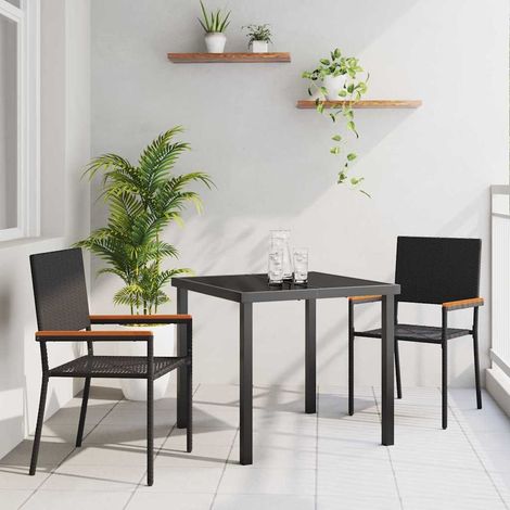 Garten Essgruppe mit Kissen 3 pcs Schwarz Poly-Rattan (1/5)