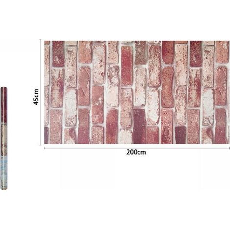 TRADE SHOP - Rotolo Pellicola Adesiva Pvc Effetto Mattone Rustico 45cmx2 Mt Mobili Casa 71278 -