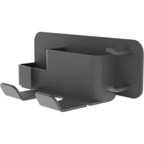 Wall-mounted hair dryer holder, no drilling required, organizer for hair styling accessories, storage for cosmetics, curling iron and straightener. (1/5)