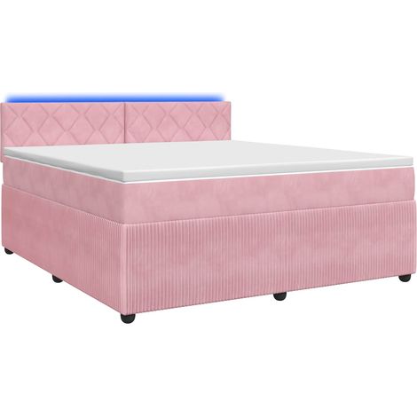 Maison Exclusive - Letto box spring con materasso Rosa 180 x 200 cm Velluto (1/5)