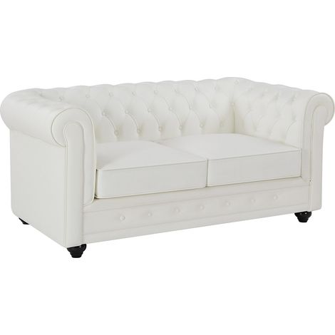 Divano 2 posti in pelle di bufalo bianco  - CHESTERFIELD