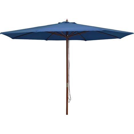 Sonnenschirm mit Holzmast 350 cm Blau