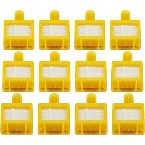 Kit d'accessoires de remplacement pour aspirateur Irobot Roomba série 700 760 770 780 790 – Comprend 12 filtres – (couleur : jaune) (1/4)