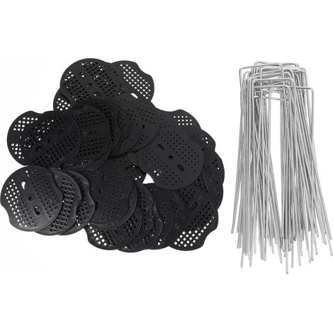 40 piquets de jardin en forme de U avec joints en plastique pour pelouse (1/5)