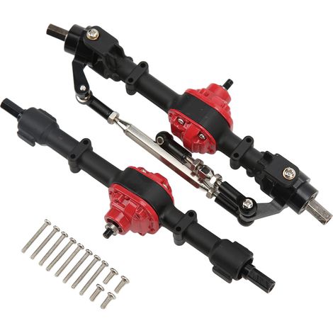Essieux avant et arrière en métal pour voiture RC MN D90 D91 99S FJ45 1/12 - Pièces de rechange - Noir et rouge (1/5)