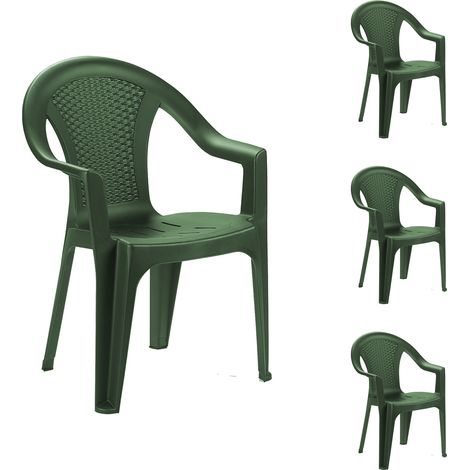 4 Stück Stapelstuhl Ischia Rattan-Optik Grün-MISC128VE-4 (1/2)