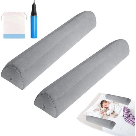 Lot de 2 barrières de lit gonflables pour enfants - Avec pompe à main - Pour les voyages, les lits doubles et les lits pliants (1/5)