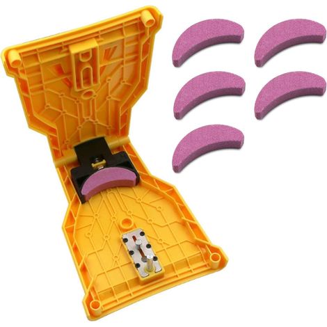 Piedra de afilar para motosierra, herramienta de afilado rápido, afilador de cadena, herramienta para trabajar la madera, afilador de cadena de sierra autoafilable, kit de afilador de motosierra con 5 (1/5)