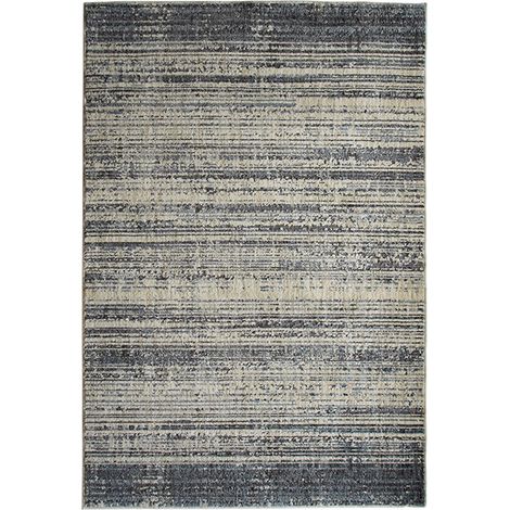 RECYCLE LINES - Tapis recyclé motif lignes gris noir 120X170 (1/5)