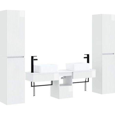 Bathroom Furniture Set 5 pcs High Gloss White vidaXL (1/5)