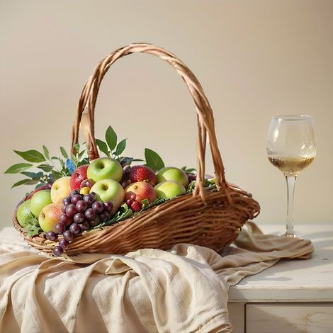 Panier Tissé - Panier En Osier Naturel Pour Fleurs Et Fruits - Panier De Rangement Portable Pour Maison Jardin Pique-Nique - 1 Pièce (1/5)