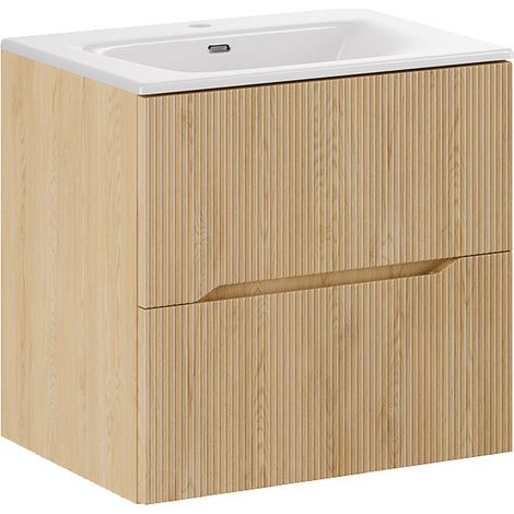 Mueble lavabo individual encastrado 60cm Isaline Madera (1/5)
