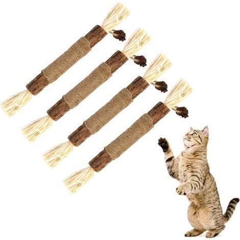 Jouets à mâcher pour chats avec herbe à chat, jouets à mâcher naturels pour le nettoyage des dents des chatons et des chats d'intérieur, ensemble de jouets anti-stress pour l'hygiène dentaire (1/5)