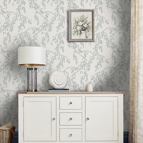 Papier peint intissé Laura Ashley Rainham Willow Newport 1005 x 52cm Bleu (1/5)