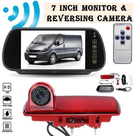 Monitor TFT a colori da 7" con telecamera di retromarcia impermeabile IP68 – Visione notturna a 170° – Cavo da 10 m incluso – Per Renault Traffic Vivaro Custom (1/4)