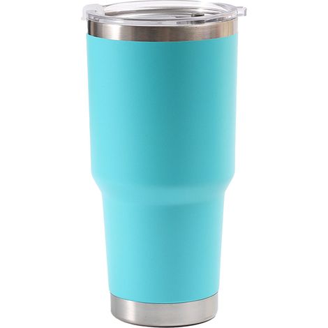 900 ml Edelstahl-Isolierbecher, großes Fassungsvermögen, weite Öffnung, ideal für Autofahrten, himmelblaue Farbe. (1/5)