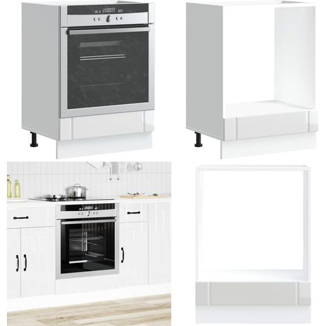 Armadio Forno Lucca Bianco Lucido in Legno Multistrato - Armadio per forno - Armadio cucina