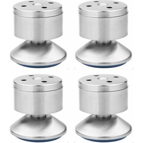 Adjustable Leveling Feet Stainless Steel Multi-Function Adjustable Sofa Feet Metal Rubber Mat, Easy to Install, Suitable for Tables, Cabinets, Sofas, Beds Etc—4 Pieces (Silver) (1/4)