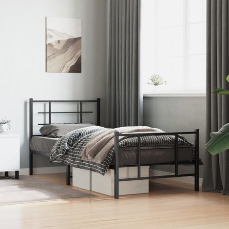 Estructura cama sin colchón con estribo metal negro 90x200 cm vidaXL (1/5)