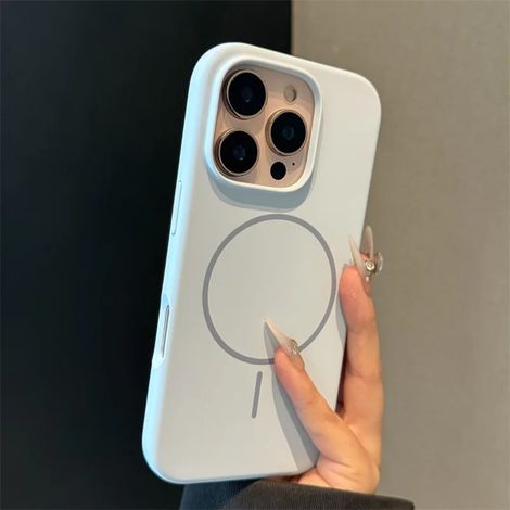 (iPhone 14 Pro Max bleu) Recharge sans fil magnétique, en caoutchouc souple.
