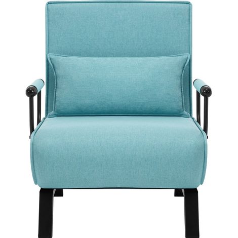 3-in-1 Schlafsessel aus blauem Leinen mit verstellbarer Rückenlehne MODENUIT (1/5)