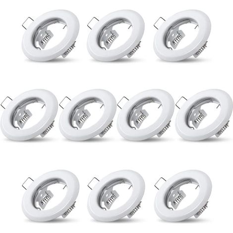 10x Spots lumineux encastrable plafond lampe fixe blanc supports pour spots encastrables acier inoxydable luminaire cuisine salon salle de bain,Trou encastré Ø55mm (1/5)