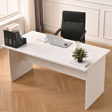 Scrivania per Computer da Ufficio Bianco Postazione Lavoro Studio PC 160x80x74cm (1/5)