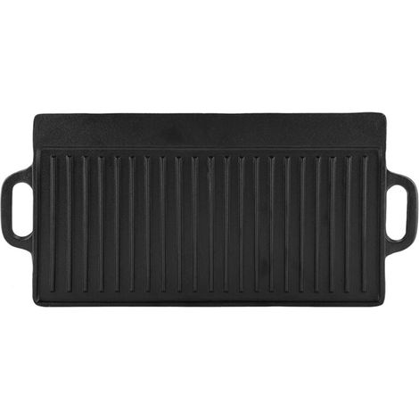 Plaque de cuisson antiadhésive en fonte Zoternen, double face, nervurée et plate (1/4)