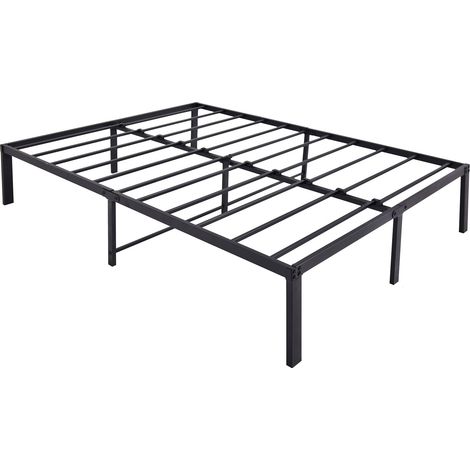 CHICFURN Struttura letto in metallo nero 120x200 cm con testiera, salvaspazio, senza boxspring (1/5)