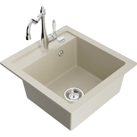 Mexen Vito 1-Becken-Granit-Spüle mit Mischbatterie Carla, Beige - 6503-69-670700-00 (1/5)