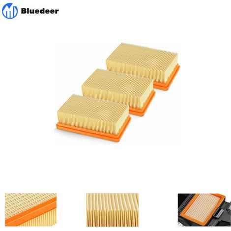 3er-Pack Ersatz-Flachplisseefilter für Kärcher Nass-/Trockensauger MV4, MV5, MV6, WD4, WD5, WD6, WD4P, WD5P und WD6P – Ersetzt 2863-005,0 A