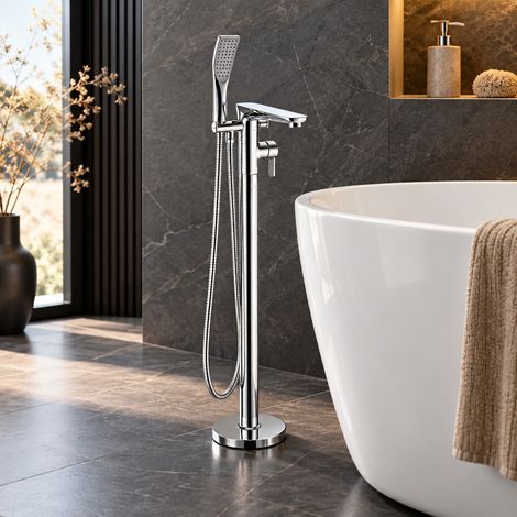 Miscelatore per vasca freestanding KIATO con doccetta cromato (1/5)