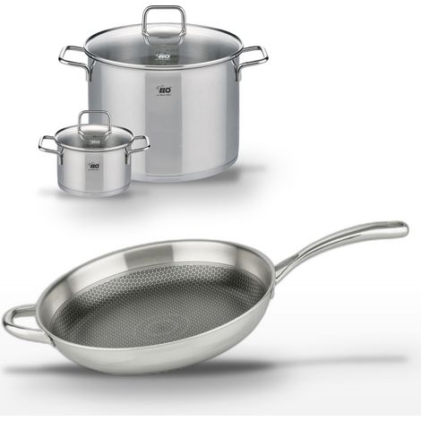Lot Poêle 32cm & 2 Faitouts 26/16cm Elo Relief Evolution (1/5)