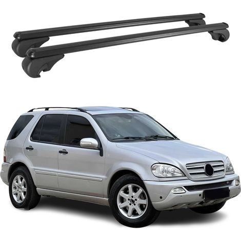 OMAC Aluminium Dachträger Querträger für Mercedes M Klasse W163 1998-2005 – TÜV / DIN 75302:2019 – Abschließbar – Max. 75 kg – 2 Stangen Schwarz (1/5)